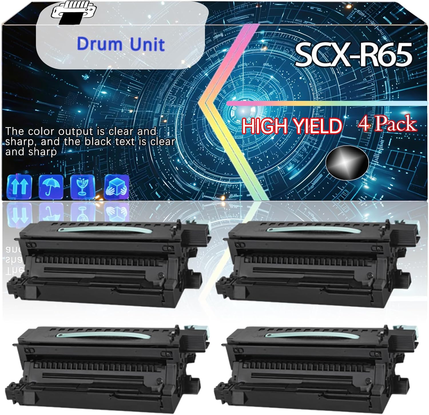 SCX-R6555A Compatible for Samsung MultiXpress SCX-6545N MultiXpress SCX-6555N Printers, Replacement Drum Unit High Yield Printer Accessories (4 Pack Black)