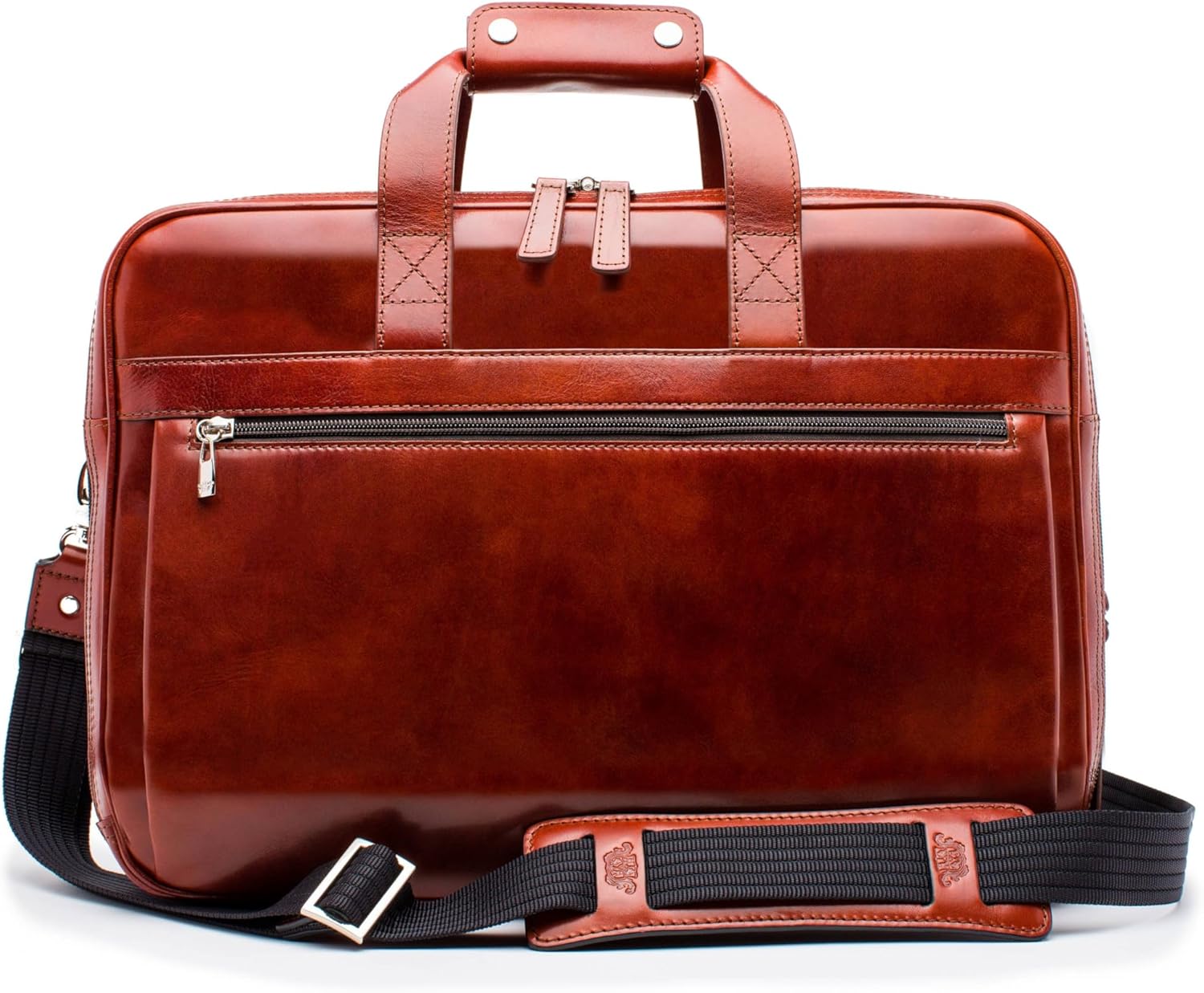 Bosca Old Leather Messenger Bag, Vintage Style Laptop Briefcase for Men, Multiple Pockets, Ideal for Office & Travel