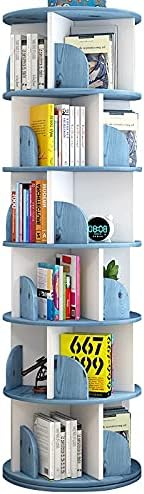 Rotating Bookshelf 360 Display, Floor Standing Bookcase, Narrow Spinning Bookshelf for Study Room, Living Room, Classroom & Bedroom (Color : Blue, Size : 191cm)