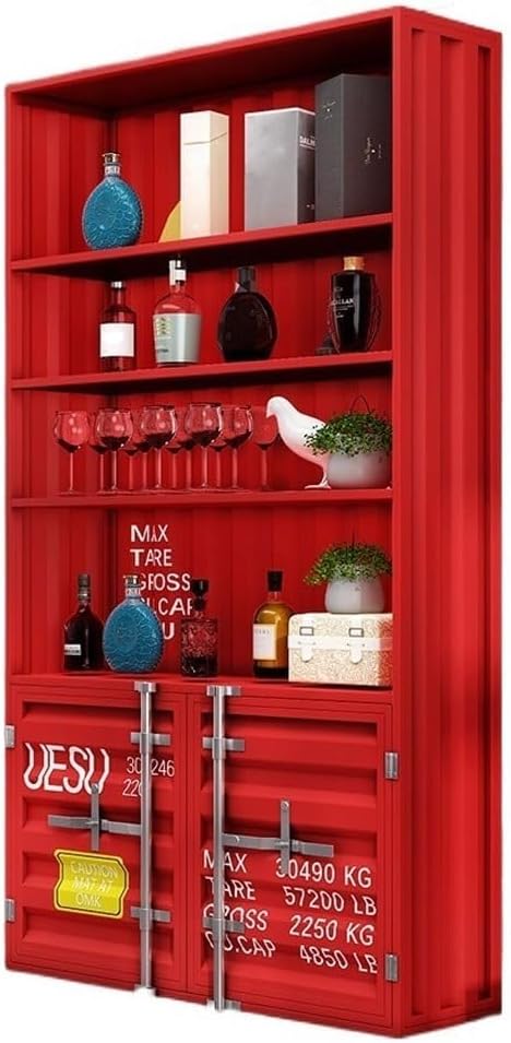 SABALON Small Bookcase Retro Container Industrial Wind Commercial Floor Display Cabinet Wine Rack Rack Multi-Layer Display Cabinet Shelf Book Shelves (Color : E, Size : 120 * 35 * 210cm)