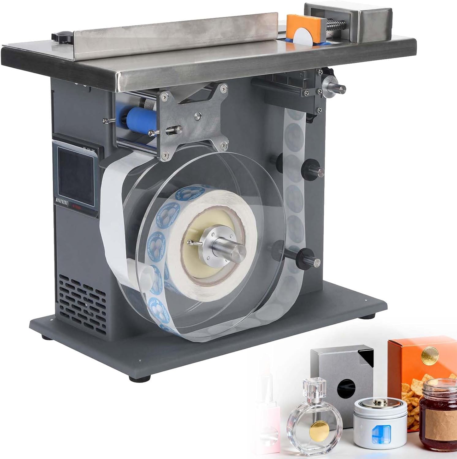 LYNNEYING Automatic Centering Labeler with PLC System, 90° Corner Box Labeler ±0.5mm Accuracy, 15-30 Labels/Min Speed, Stable Operation for Cosmetic and Electronic Packaging