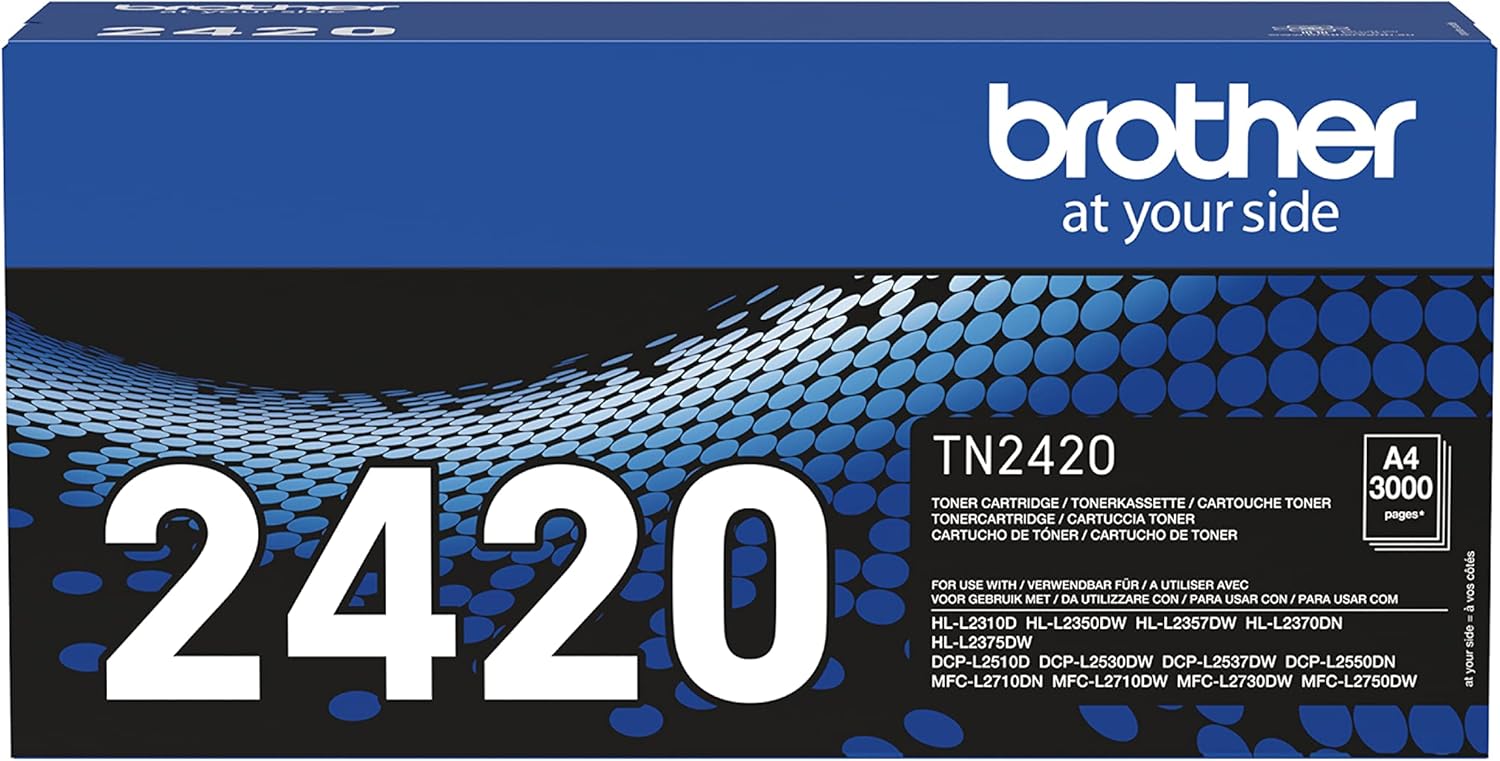 Brother TN2420 Original High Capacity Toner Cartridge for MFCL2710DW/MFCL2710DN/MFCL2730DW/MFCL2750DW/DCPL2510D/DCPL2550DN/HLL2310D/HLL2350DW/HLL2370DN/HHLL237 5DW, Color Black