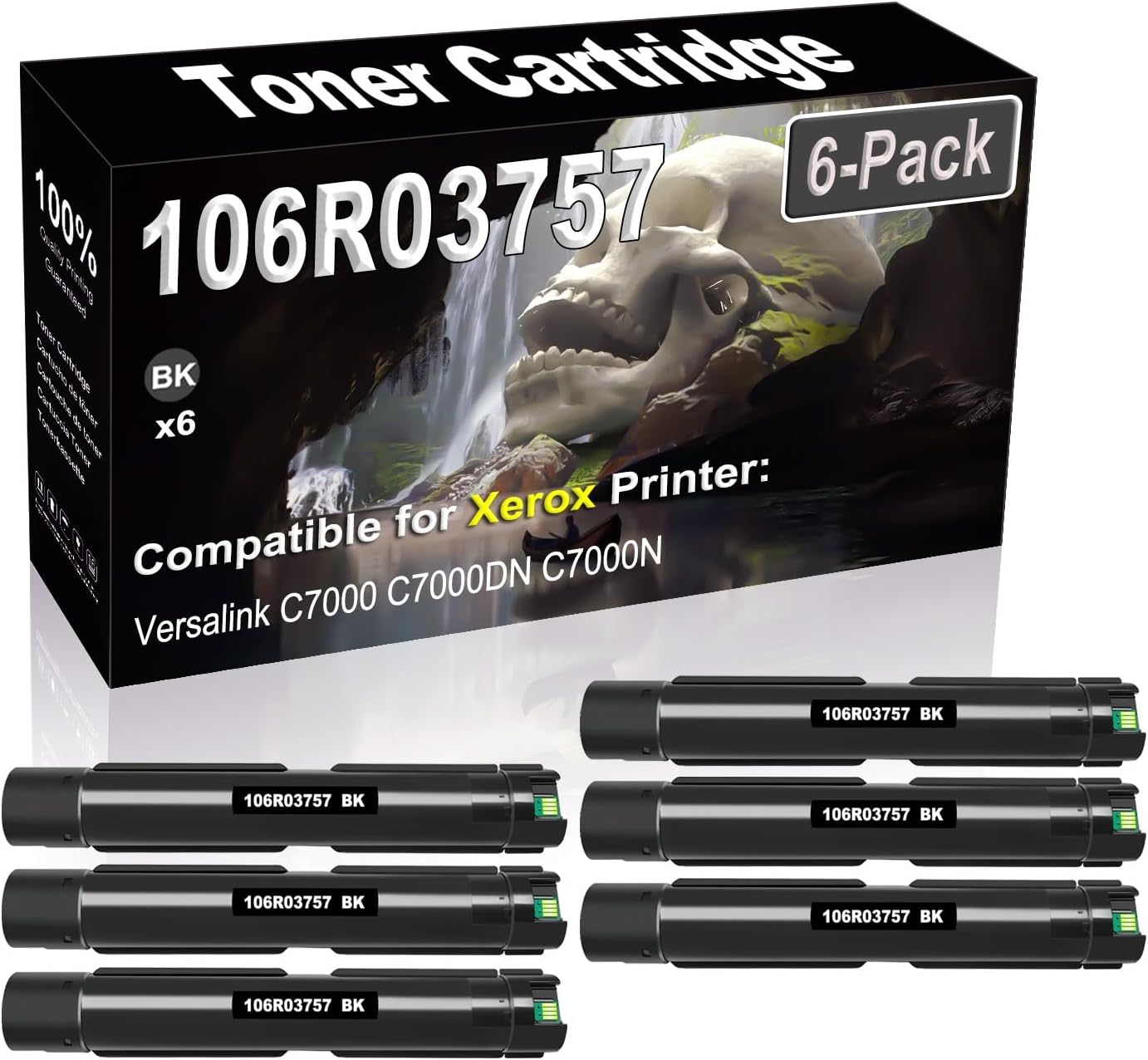 SINIYA 6-Pack (Black) Compatible High Yield 106R03757 Laser Printer Toner Cartridge use for Versalink C7000 C7000DN C7000N Printer