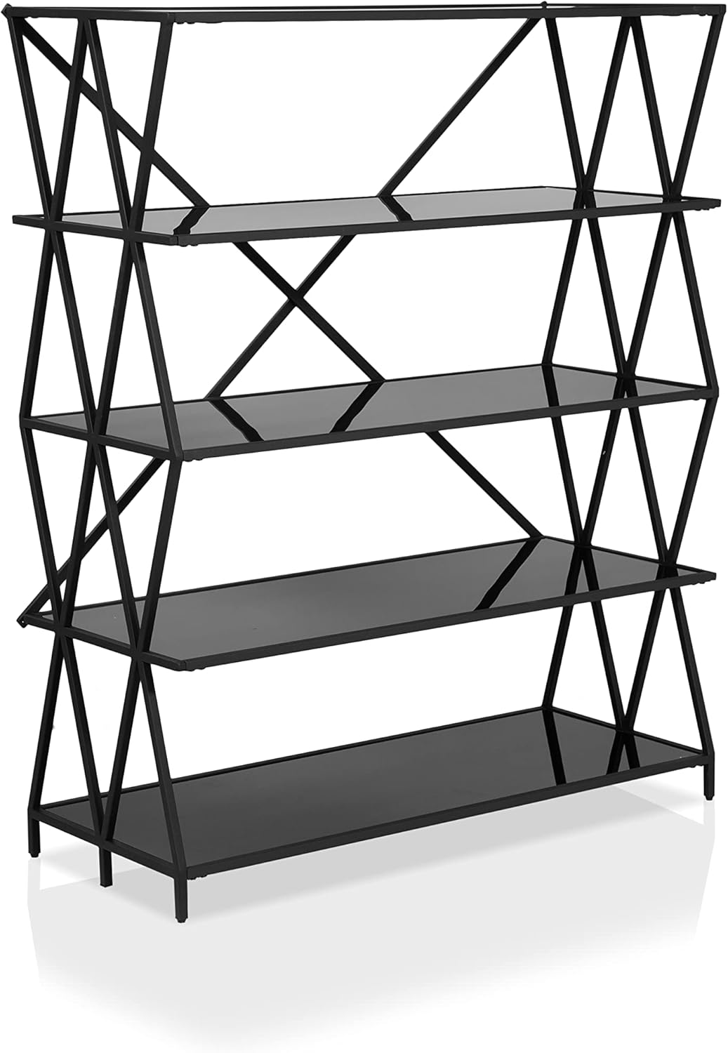 HOMES: Inside + Out Repanich Contemporary Metal 5-Open Shelf Display Bookcase, Black