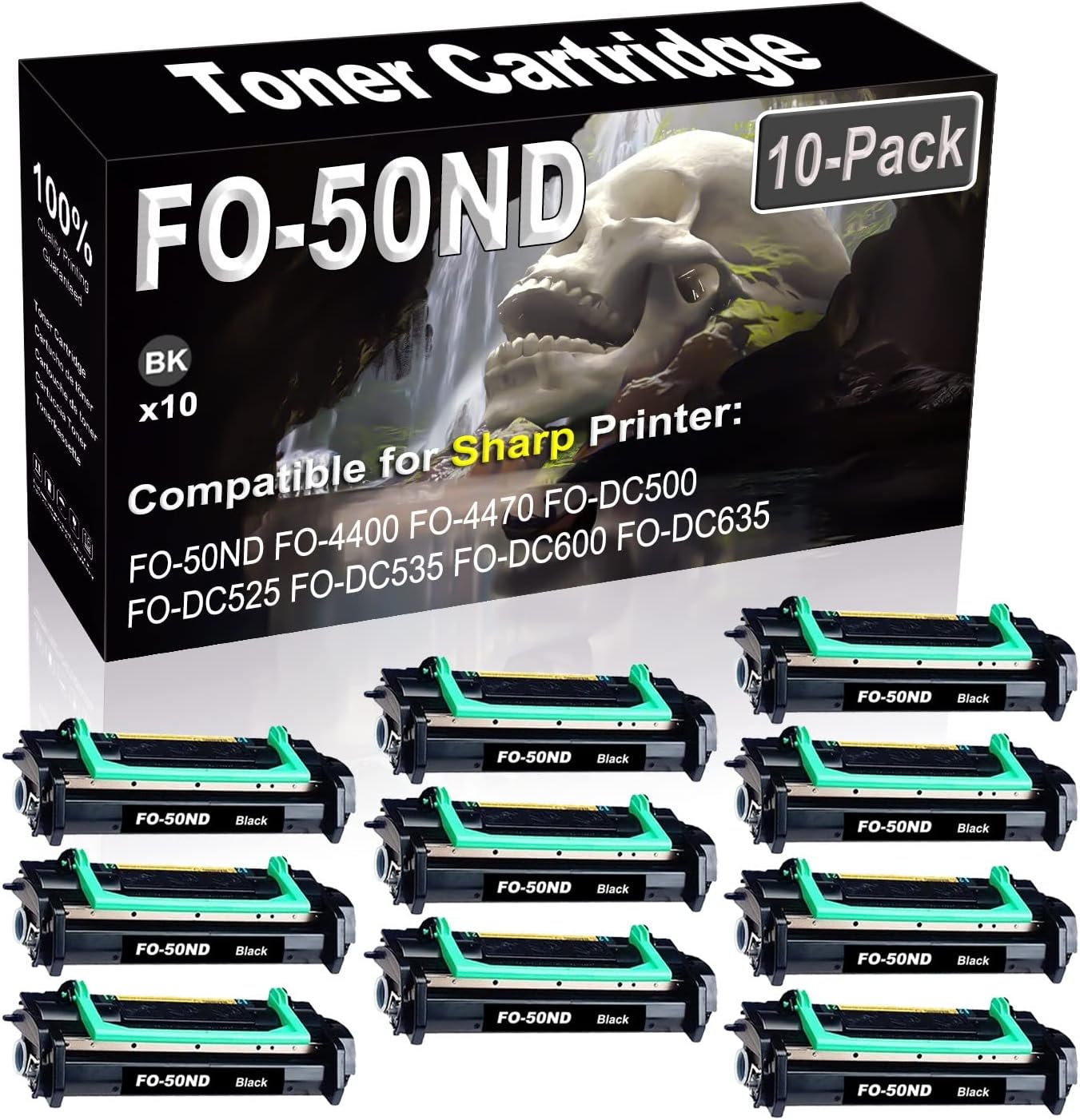 SINIYA 10-Pack (Black) Compatible FO-50ND FO-4400 FO-4470 FO-DC500 FO-DC525 Laser Printer Cartridge (High Capacity) Replacement for Sharp FO-50ND FO50ND Printer Cartridge