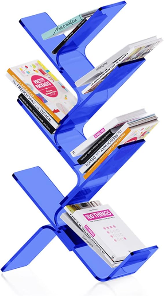 SYALEO Acrylic Tree Bookcase Modern Clear Display Storage Organizer Floor Standing Bookshelf Creative Book Shelf for Living Room Bathroom