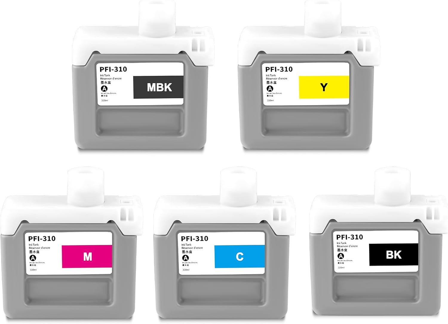 PFI-310 Ink/PFI-310 PFI310 Pigment Ink Tank Bundle PFI-310MBK PFI-310BK PFI-310C PFI-310M PFI-310Y Ink Tank Replacement for Canon PFI-310 Ink use for Canon ImagePROGRAF TX-2000 TX-3000 TX-4000 Printer