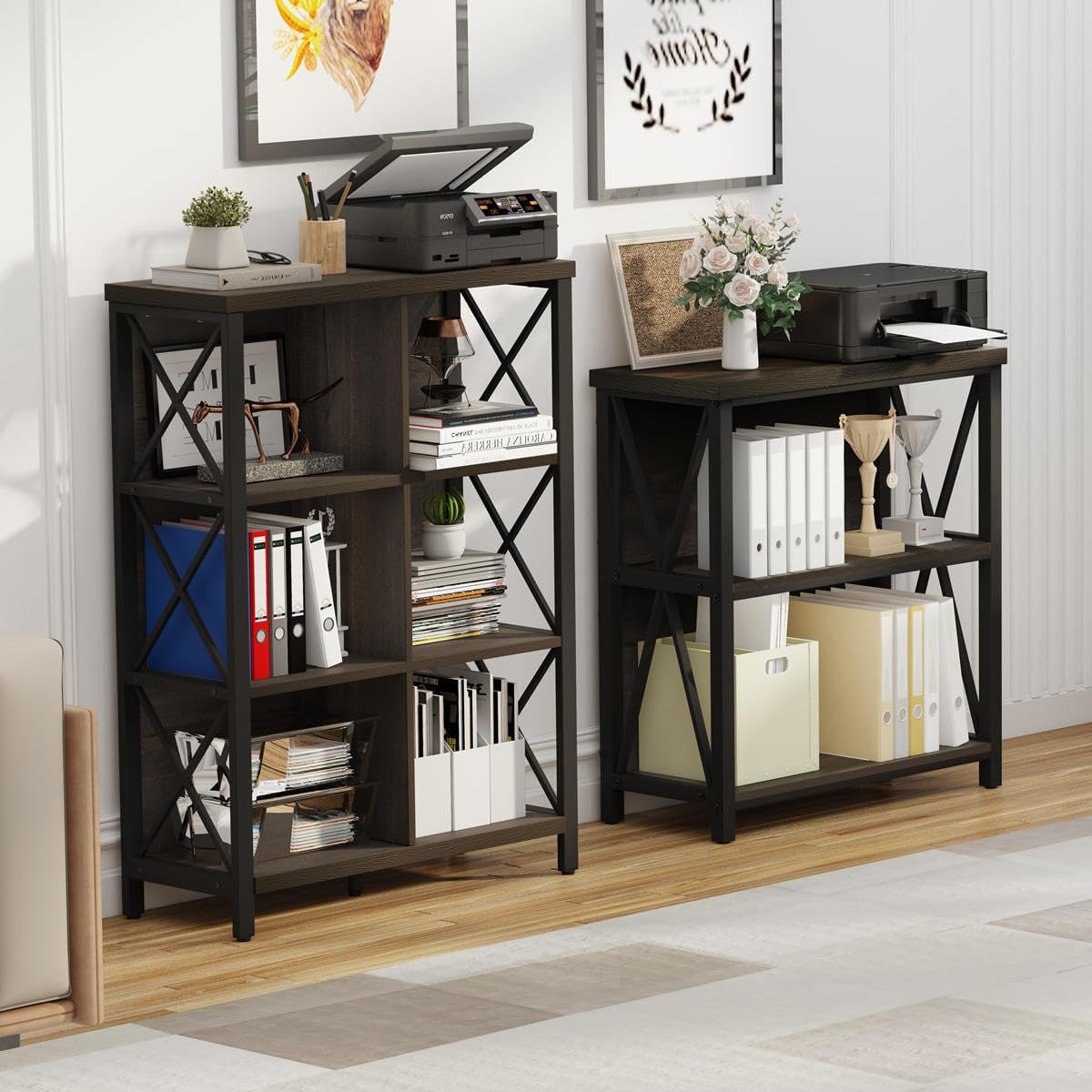 FATORRI 6 Cube Storage Organizer Bookshelf and Small Bookcase for Home Office (Walnut Brown)