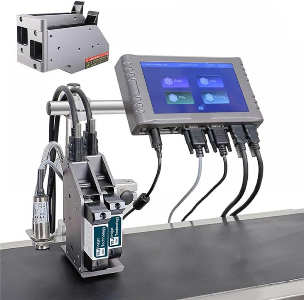 P260E Online Inkjet Label Printer for Coding and Marking QR Codes Barcodes Serial Numbers Expiration Dates with 12.7mm and 25.4mm Compatibility(P260E-12.7mm-2nozzl)