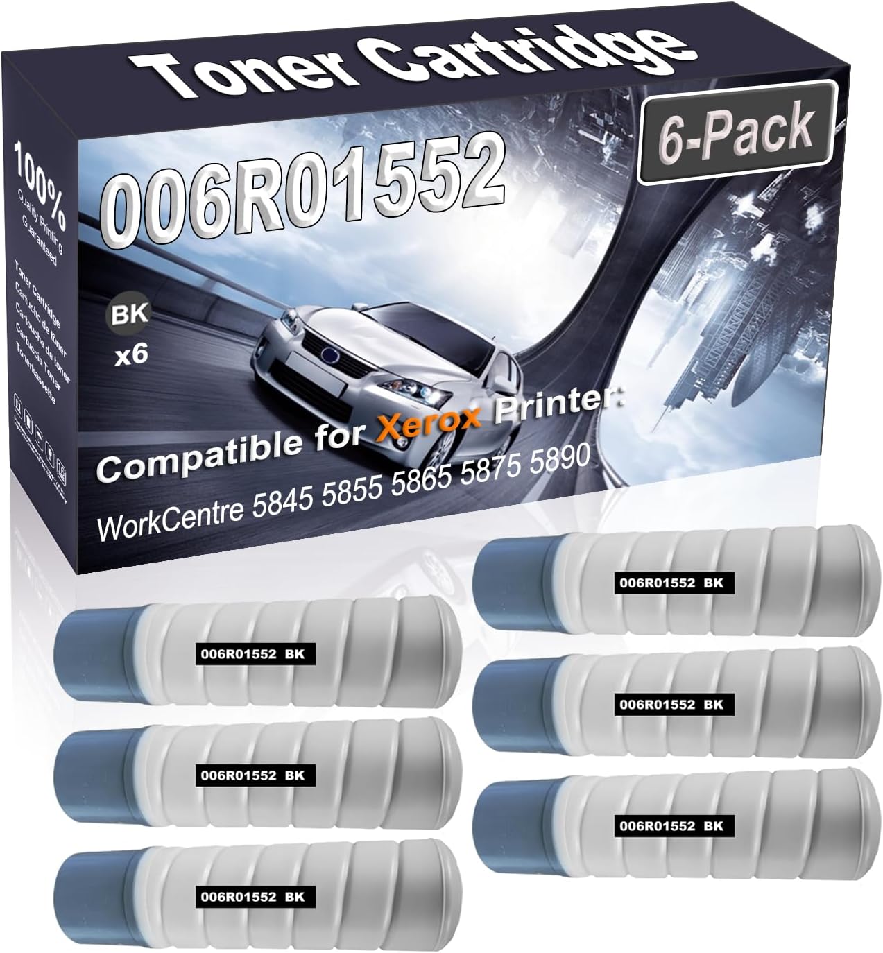 Kolasels 6-Pack (Black) Compatible WorkCentre 5845 5855 5865 5875 5890 Laser Printer Cartridge (High Capacity) Replacement for 006R01552 Printer Cartridge