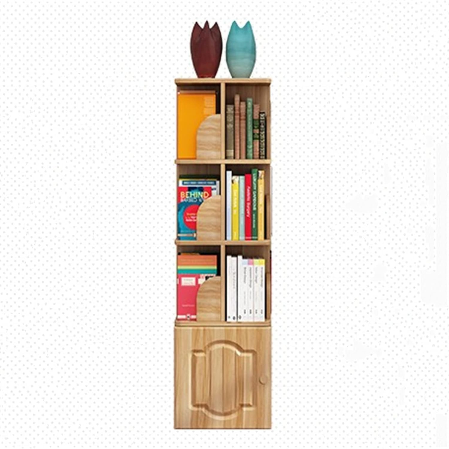 PZEOB Narrow Bookshelf Bookcase Wood Multi-Layer Bookshelves Display Rack Floor Standing Book Shelf for Home Office Standing Rotating Bookshelf Perfect Display