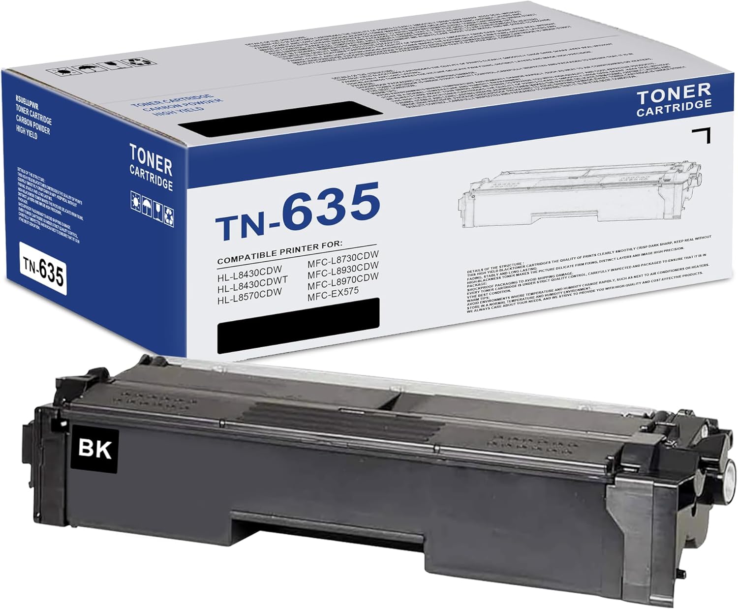 TN635BK TN-635BK Toner Cartridge Replacement for Brother TN635 TN-635 Black Toner Cartridge for HL-L8430CDW HL-L8570CDW MFC-L8930CDW MFC-L8970CDW Printer (1 Pack )