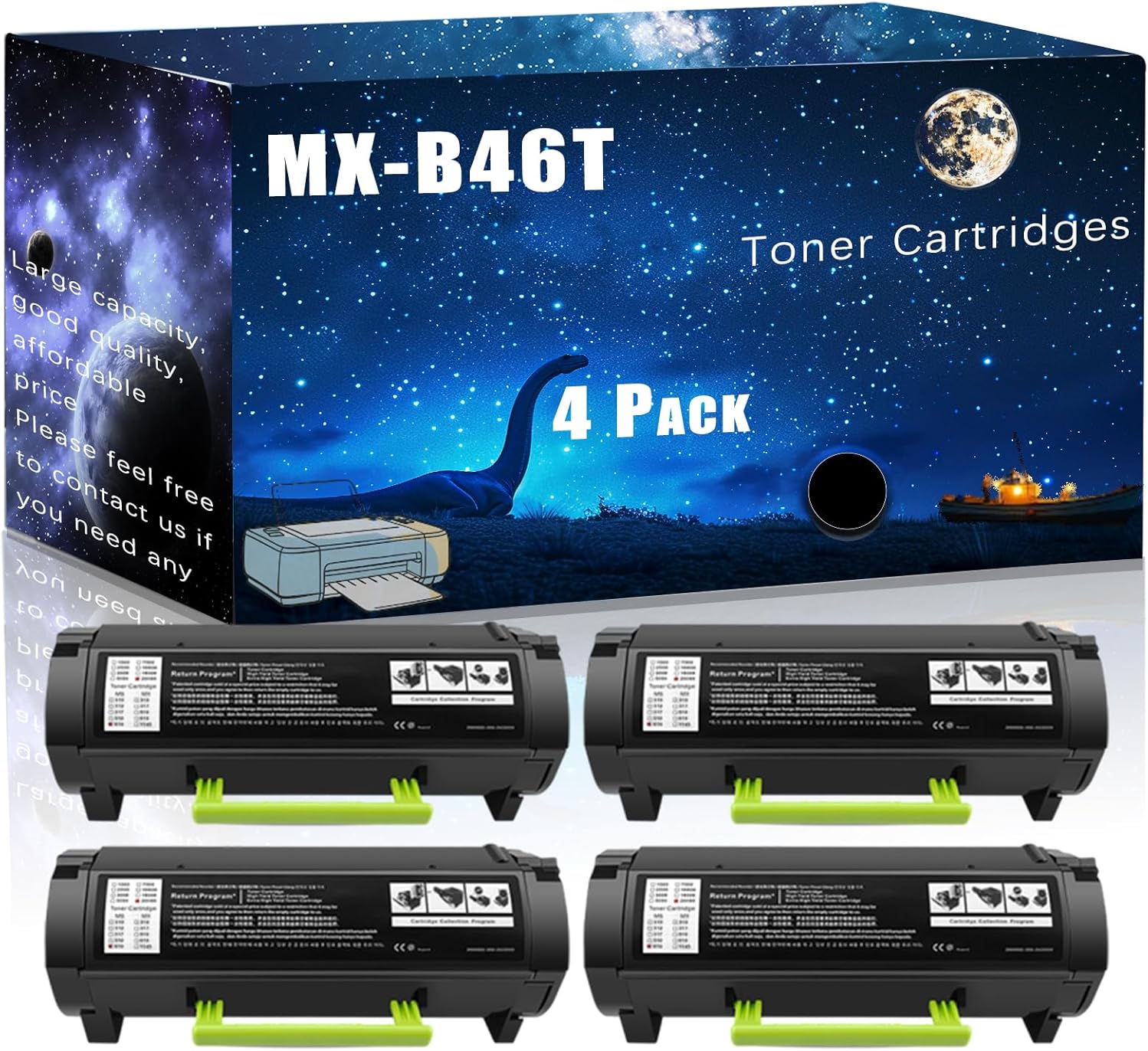 MUCQL MX-B46T Compatible Toner Cartridges Replacement for Sharp High Yield Compatible MX-B467F MX-B467P Printers, Meet Printing Needs (4 Pack Black)