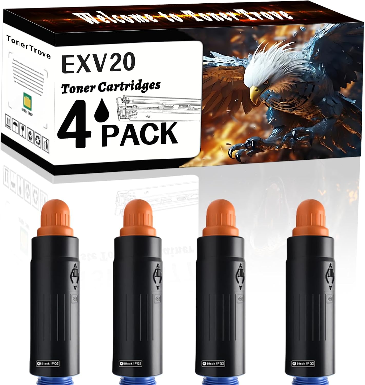 EXV20 Toner Cartridges Compatible for Canon imagePRESS C6000VP C6010 C6010S C6010VP C6010VPS C6011 C6011S Printers, Office Printing is Easy Clear Smooth (4 Pack Black)