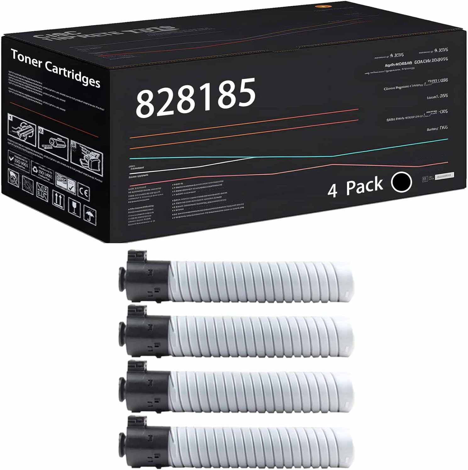 Wondrx 828185 828188 828187 828186 Toner Cartridges Compatible with Ricoh Pro C651EX C751 C751EX Printers, High Yield 49500 Pages (4 Pack Black)