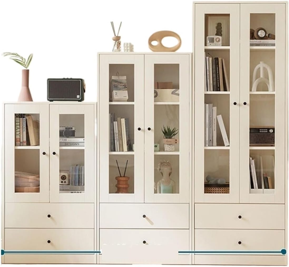 Combination Bookcase Dustproof Bookshelf with Glass Door, Simple Home Floor Storage Cabinet for Living Room MINGPING (Color : A+B+C)