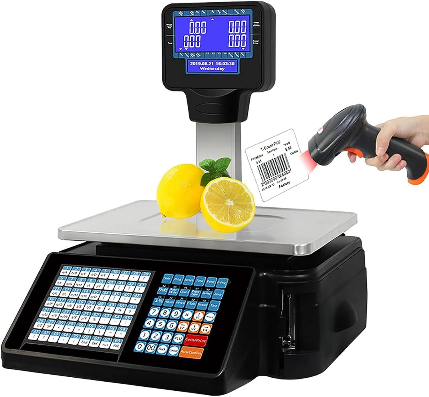 Bar Code Scales,Digital Price Calculator Thermal Printer,Commercial Double Sided Label Printing Scales,for supermarkets Convenience Stores,30kg/66lb Capacity,A(B (B)