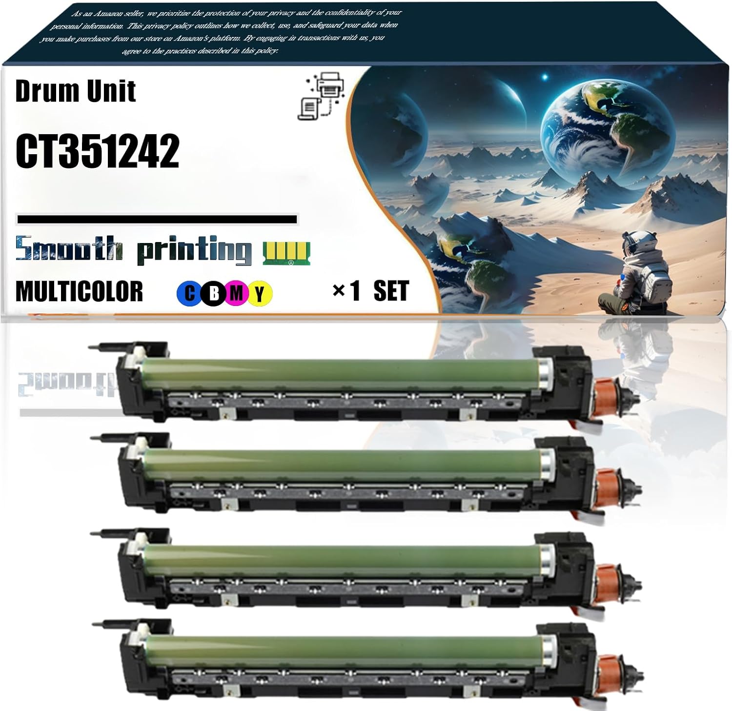Replacement Parts Drum Unit CT351242 Compatible with Fuji Xerox Apeos C8180 C7580 C6580 Printers, Contains Chip and Clear Printing (4-Pack BK/C/M/Y)