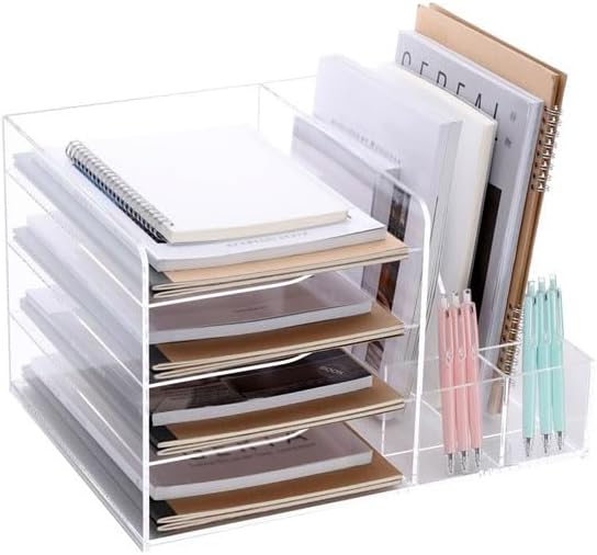CAOJLjiaxiang-2012 file rack Vertical File Holder, Clear Desk Organizer and Storage Bins Holding for Magazines, Binders Letter Trays