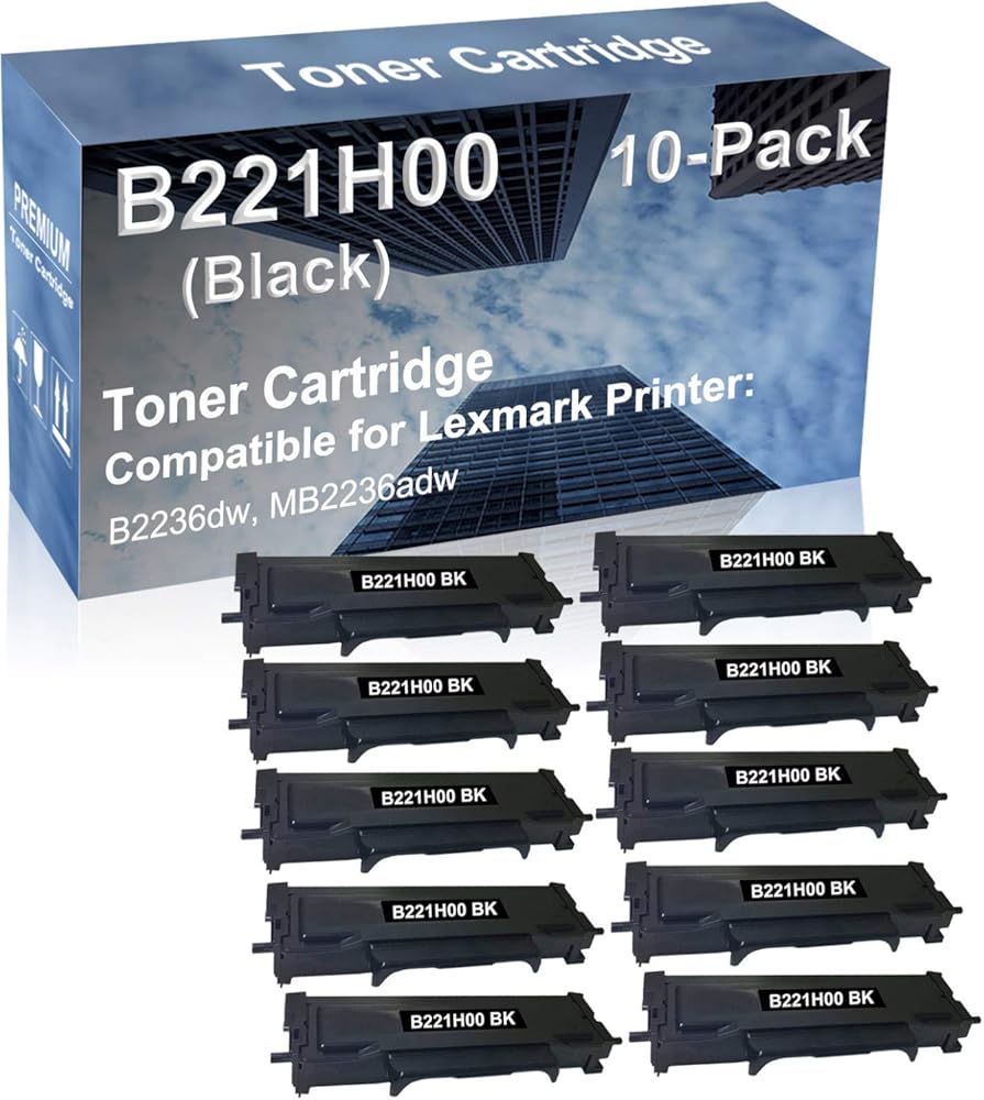 10-Pack Compatible High Capacity B221H00 Printer Cartridge use for B2236dw, MB2236adw Printer (Black)