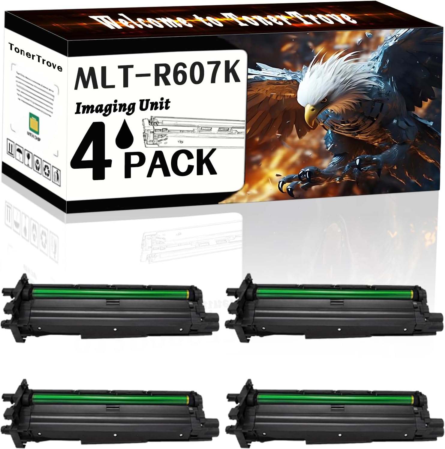 MLT-R607K Imaging Unit Compatible for Samsung MultiXpress SCX-8030ND SCX-8040ND SCX-8230NA SCX-8240NA Printers, Office Printing is Easy Clear Smooth (4 Pack Black)
