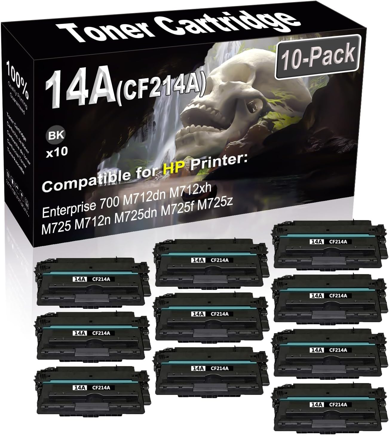 SINIYA 10-Pack (Black) Compatible High Yield 14A CF214A Laser Printer Toner Cartridge use for Enterprise 700 M712dn M712xh M725 M712n M725dn Printer