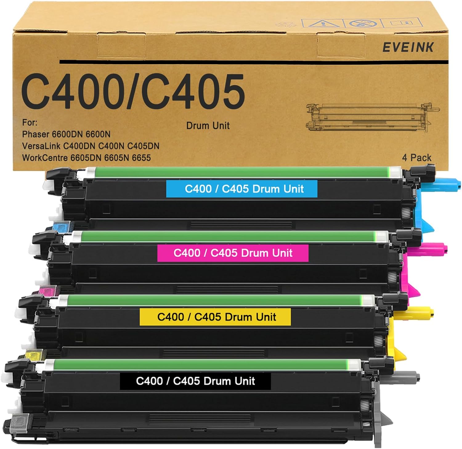 Versalink C400 C405 Drum Unit(108R01121) Imaging Unit Replacement for Xerox Phaser workcentre 6600 6605 6655 Versalink C400 C405 Printer(Black Cyan Magenta Yellow Combo Pack)