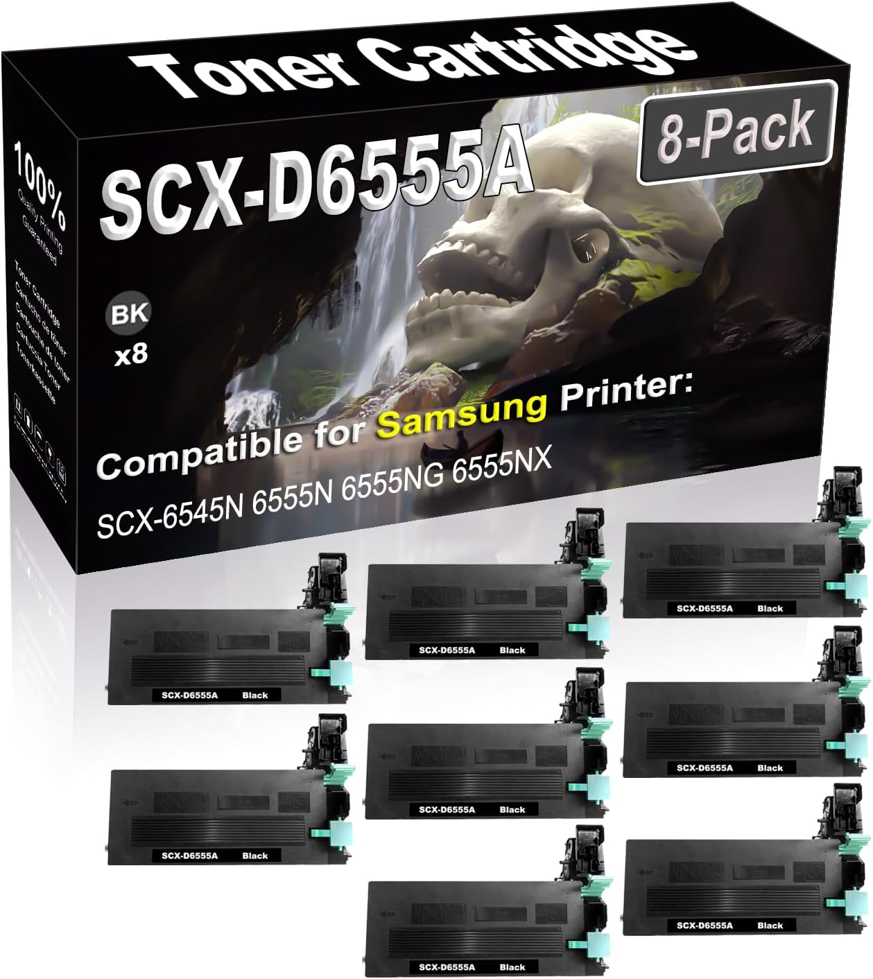 8-Pack Compatible High Capacity SCX-D6555A Imaging Toner Cartridge use for Samsung SCX-6545N 6555N 6555NG 6555NX Printer (Black)