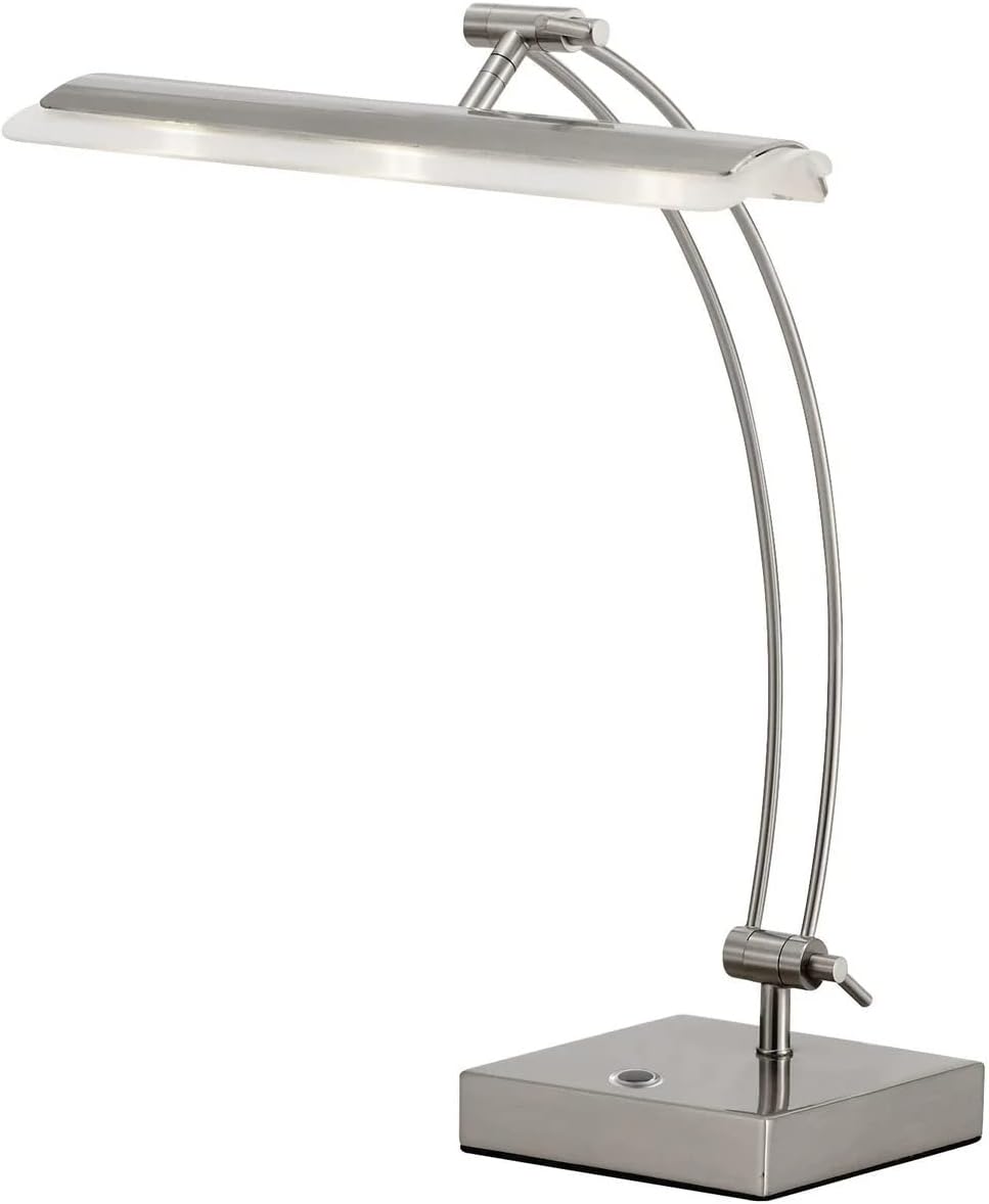 Adesso 5090-22 Esquire LED Desk Lamp, 13-19 in., 9W Full Spectrum LED, Brushed Steel, 1 Table Lamp, Gray, multi-function