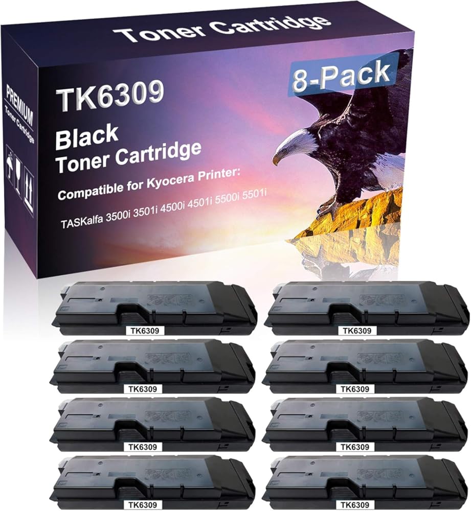 Credibility Store 8-Pack Compatible High Yield TASKalfa 3500i 3501i 4500i 4501i 5500i 5501i Printer Cartridge Replacement for Kyocera TK6309 | TK-6309 Toner Cartridge (Black)