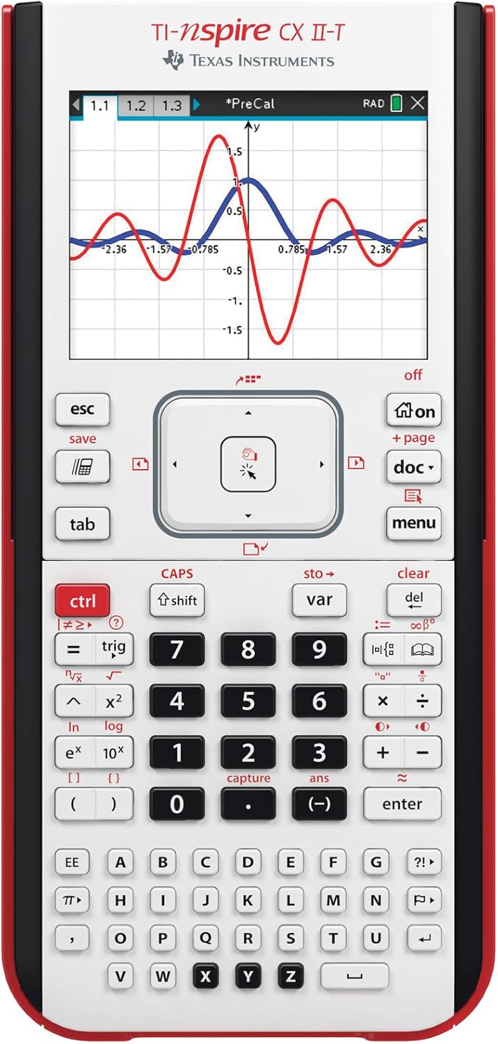 Texas Instruments TI-Nspire CX II-T | Digital Calculator, E/D/I/NL/P/F, Battery, USB, Software, White