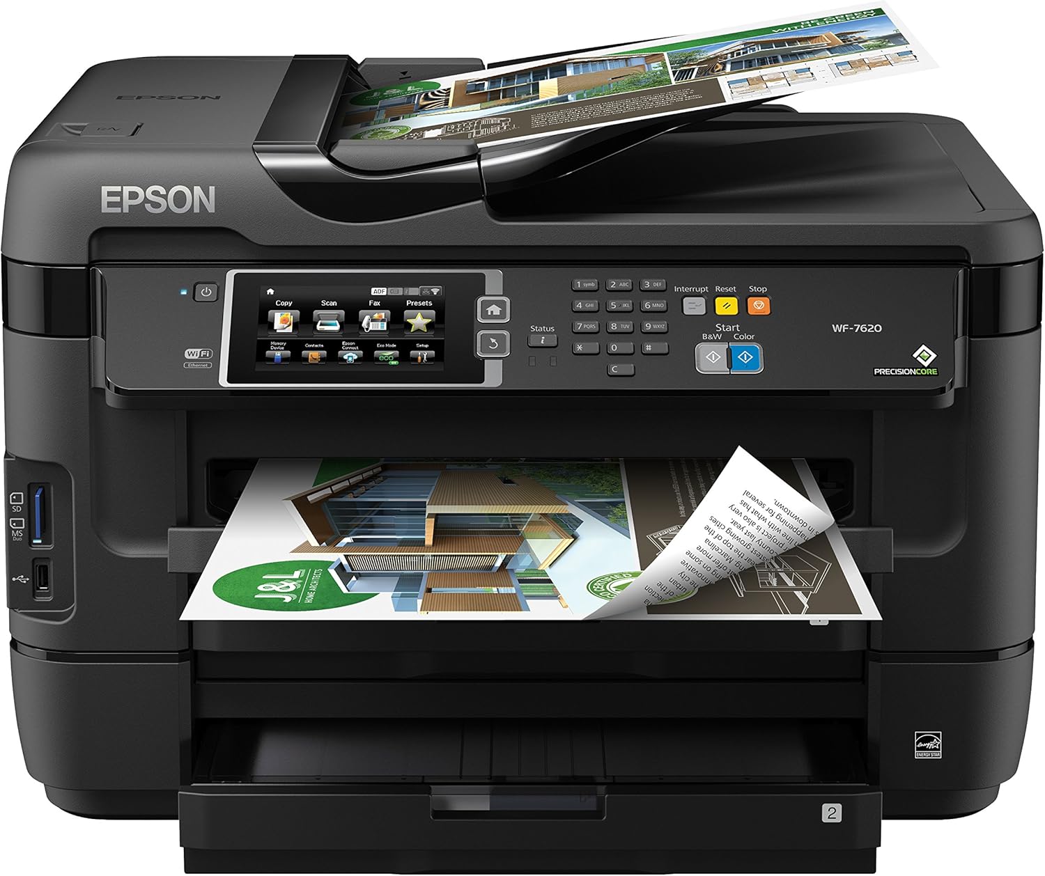 Epson WorkForce WF-7620 Wireless Color All-in-One Inkjet Printer with Scanner and Copier, Amazon Dash Replenishment Ready