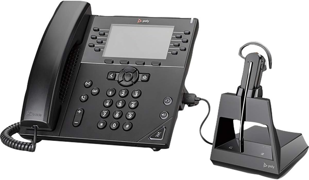 Plantronics - Voyager 4245 Office (Poly) - Bluetooth Convertible Headset with 3 Wearing Styles - Connect to PC/Mac, Mobile & Desk Phone - Works with Teams (Certified), Zoom & more (Renewed)