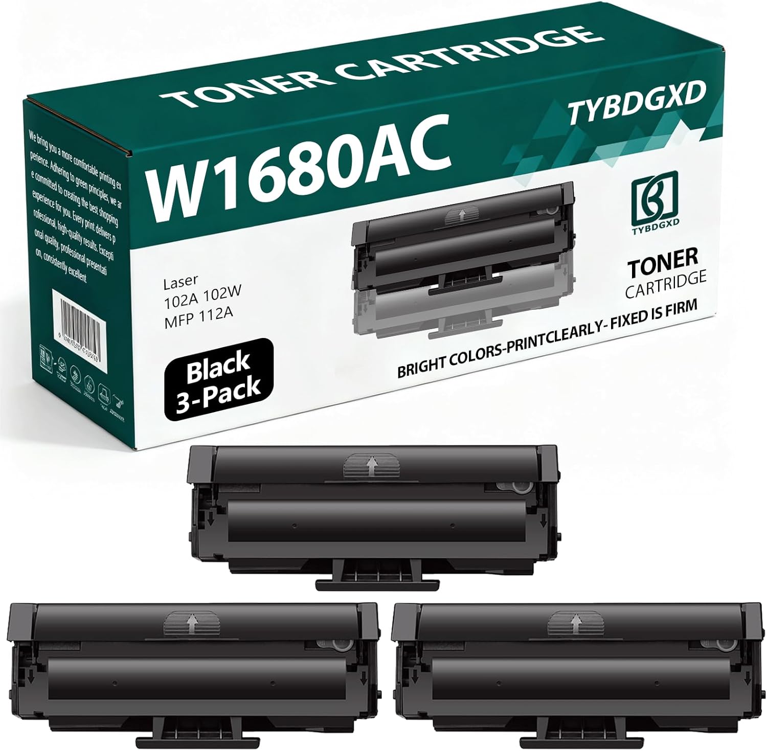 TYBDGXD W1680AC High Yield Black 1,500 Pages Toner Cartridge Compatible for HP Compatible Replacement for HP Laser 102A 102W MFP 112A Printers,3-Pack
