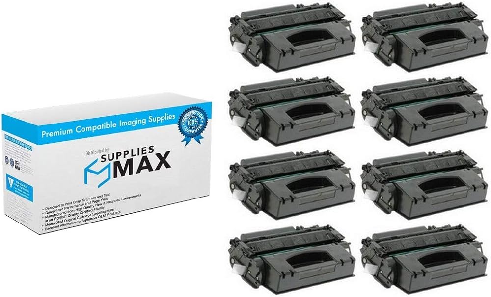 SuppliesMAX Compatible Replacement for HP Laser Jet M2727NFS/P2010/P2014/P2015/P2015D/P2015DN/P2015N/P2015X Jumbo Toner Cartridge (8/PK-9000 Page Yield) (NO.53XJ) (Q7553XX_8PK)