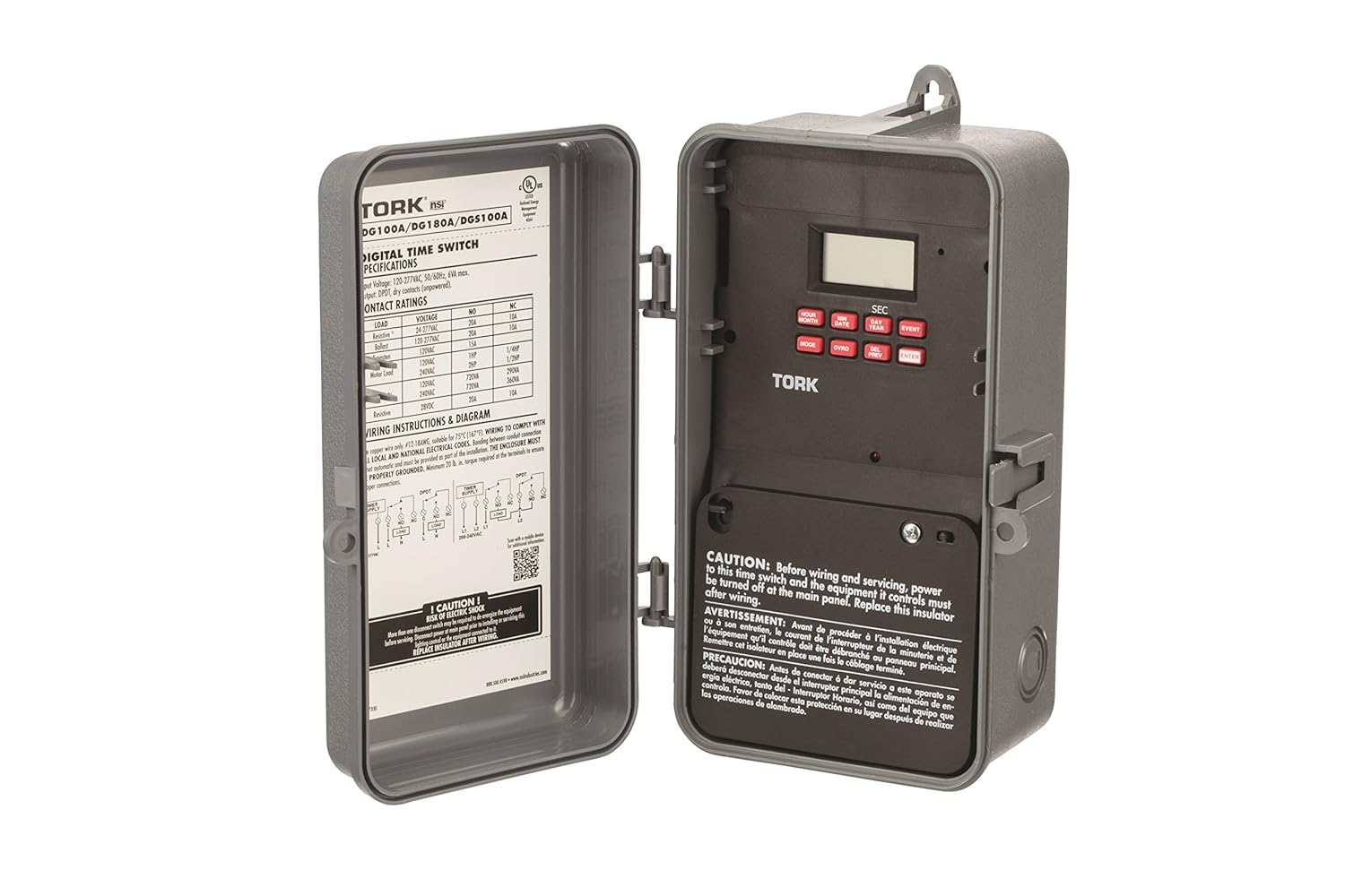 NSI DG100A Series DG100 Multipurpose Control 365/7 Day Time Switch, 120-277 VAC Input Supply, 1 Channel, DPDT Output Contact
