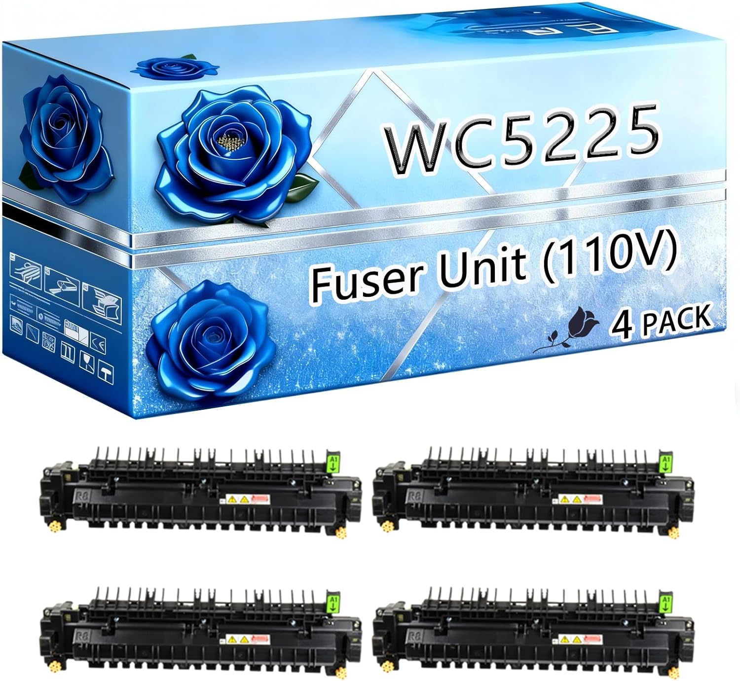 BIVOL Compatible Fuser Unit (110V) Replacement for Xerox WC5225 High Yield 250000 Pages WorkCentre 5222 5225 5230 Printers (4 Pack Black)