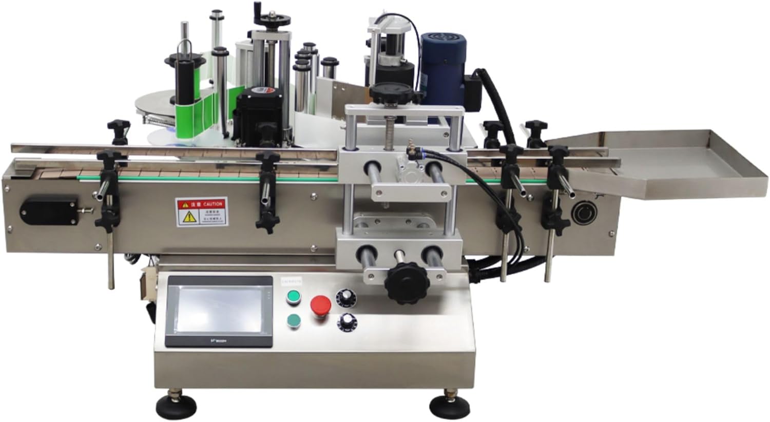 WYDDDARY Automatic Round Bottle Labeling Machine 20-30PCS/min High Speed Conveyor Desktop Labeling Applicator Round Bottle/Can/Wine Labeler Maker for Cosmetics, Beverages, Food 110V (LT-150)