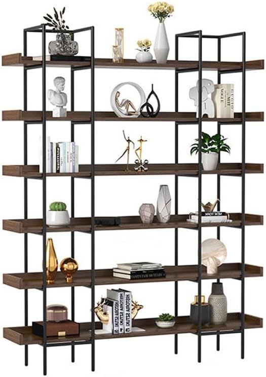 YOUQUEEN Book Shelf Home Living Room Retro Partition Metal Bookshelf Storage Rack Office Multi-Layer Decorative Rack Display Bookcase Bookshelves and Bookcases(B-H200cm,L120cm)