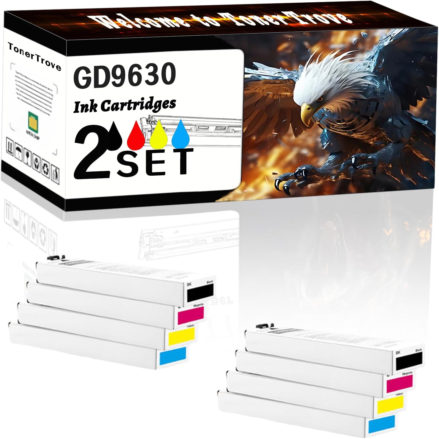 AGNNQ GD9630 Ink Cartridges Compatible for Riso GD9630 GD9631 GD7330 Printers, Office Printing is Easy Clear Smooth (2 Set)