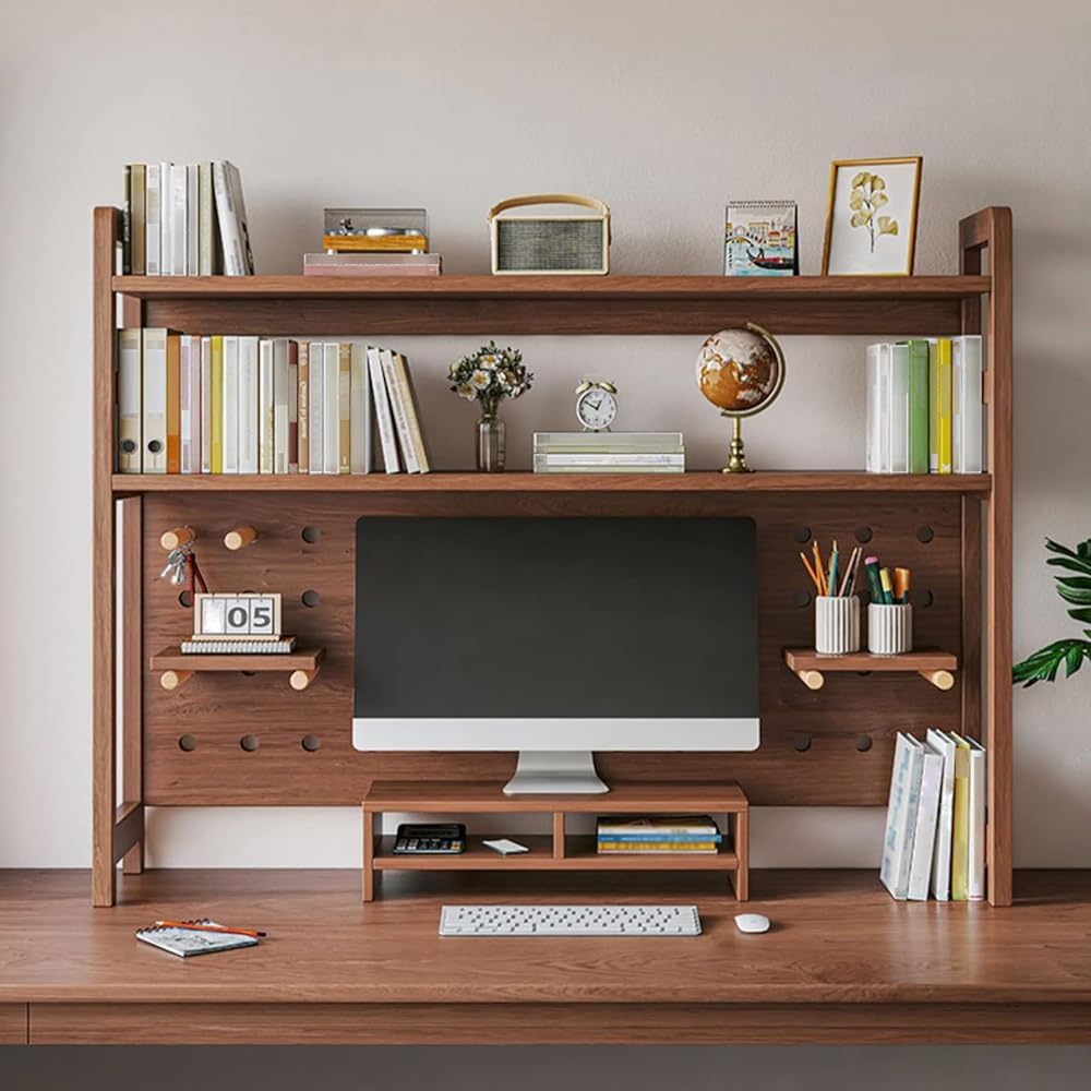 RCJCQSR Wood and MDF Computer Desk Bookcase, Multifunction Storage Organizer Shelves Rack Countertop Hutch Bookshelf for Office Supplies Organizer, Home Decor (Color:B)