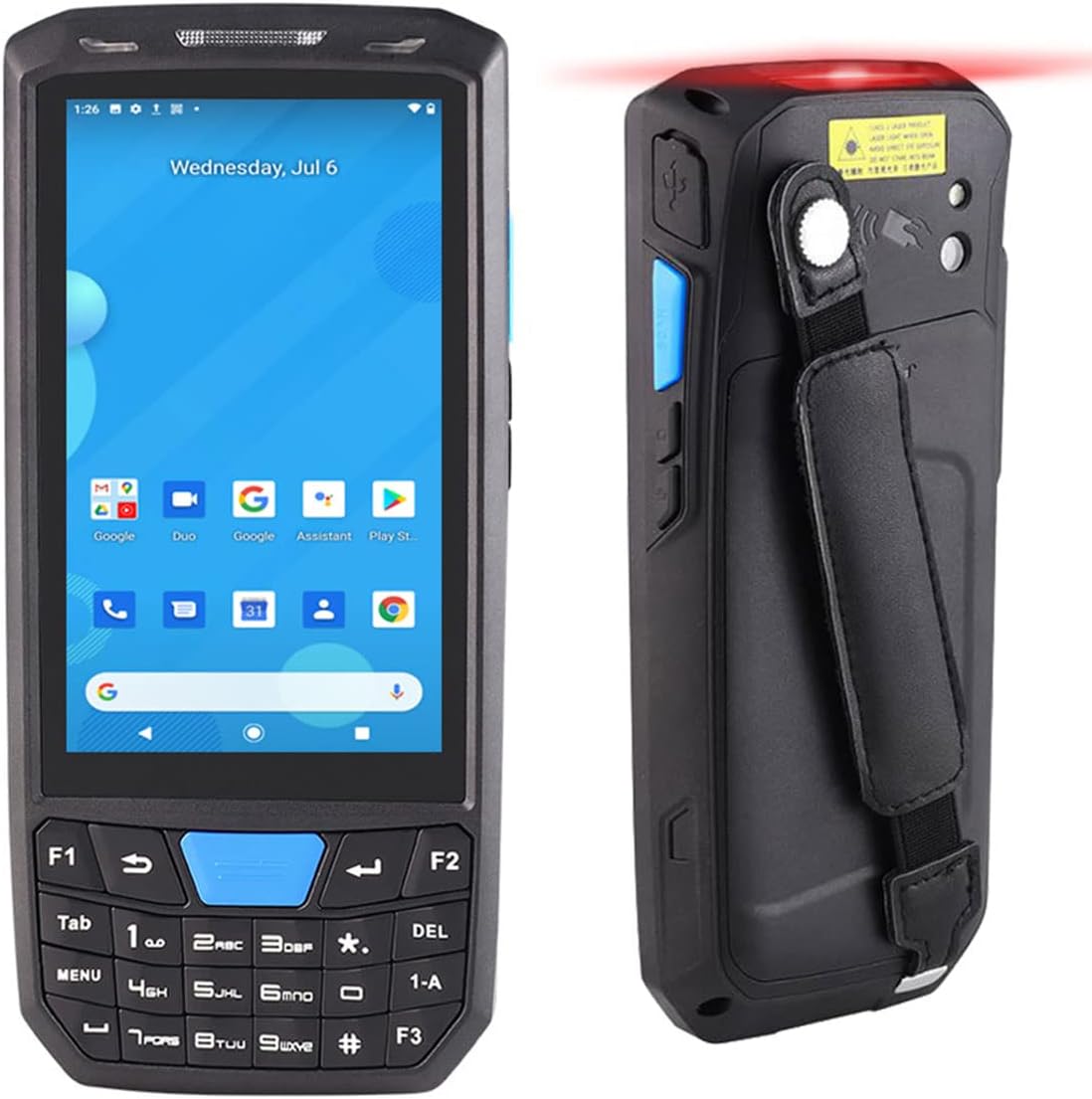 RUGLINE Android 13 2D Scanner,4.5-inch Handheld Rugged PDA Wireless WiFi 4G LTE,4GB+64GB Barcode Scanner with Keypad, Equip with Honeywell N6703 1D 2D QR Code Scanner for Retail Inventory Management