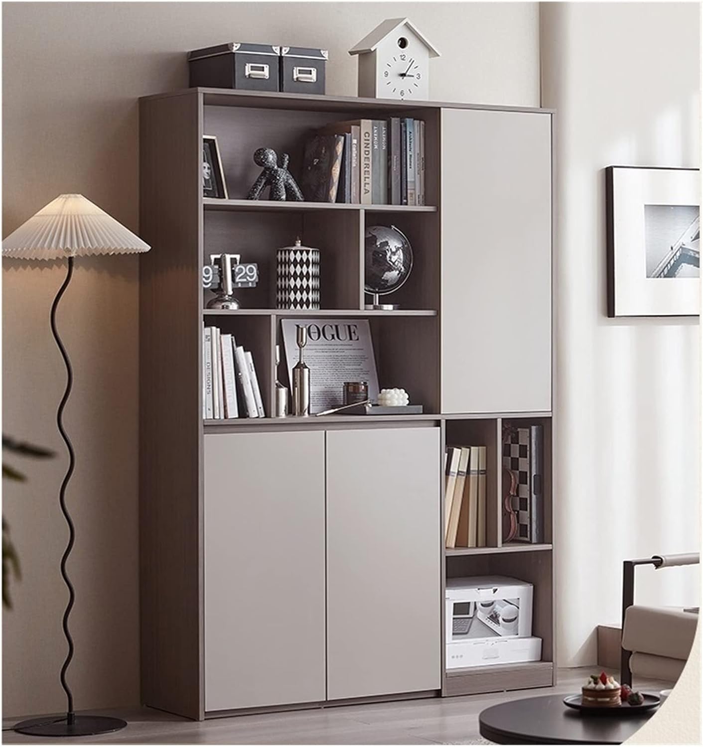 KIRANDY Bookcase Floor Combination Cabinet with Door Locker for Living Room Household (Color : C 119x35x180cm)