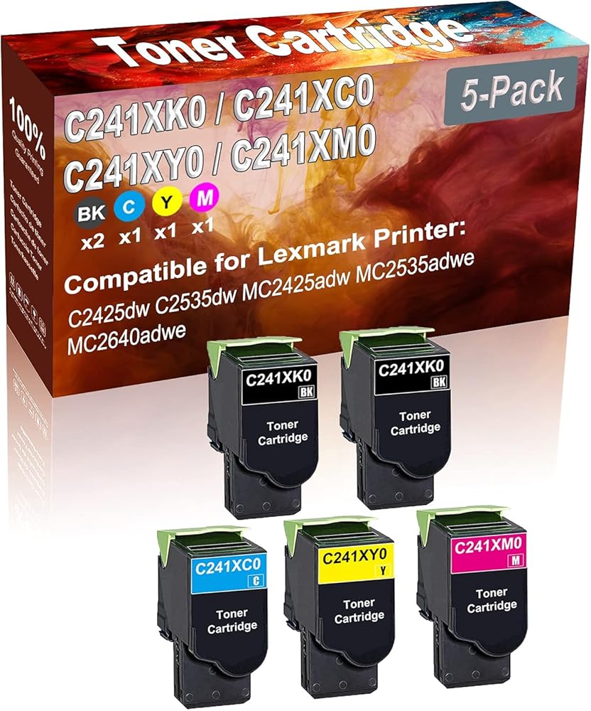 Credibility Store 5-Pack (2BK+C+Y+M) Compatible High Yield C241XK0 C241XC0 C241XY0 C241XM0 Printer Toner Cartridge use for C2425dw C2535dw Printers