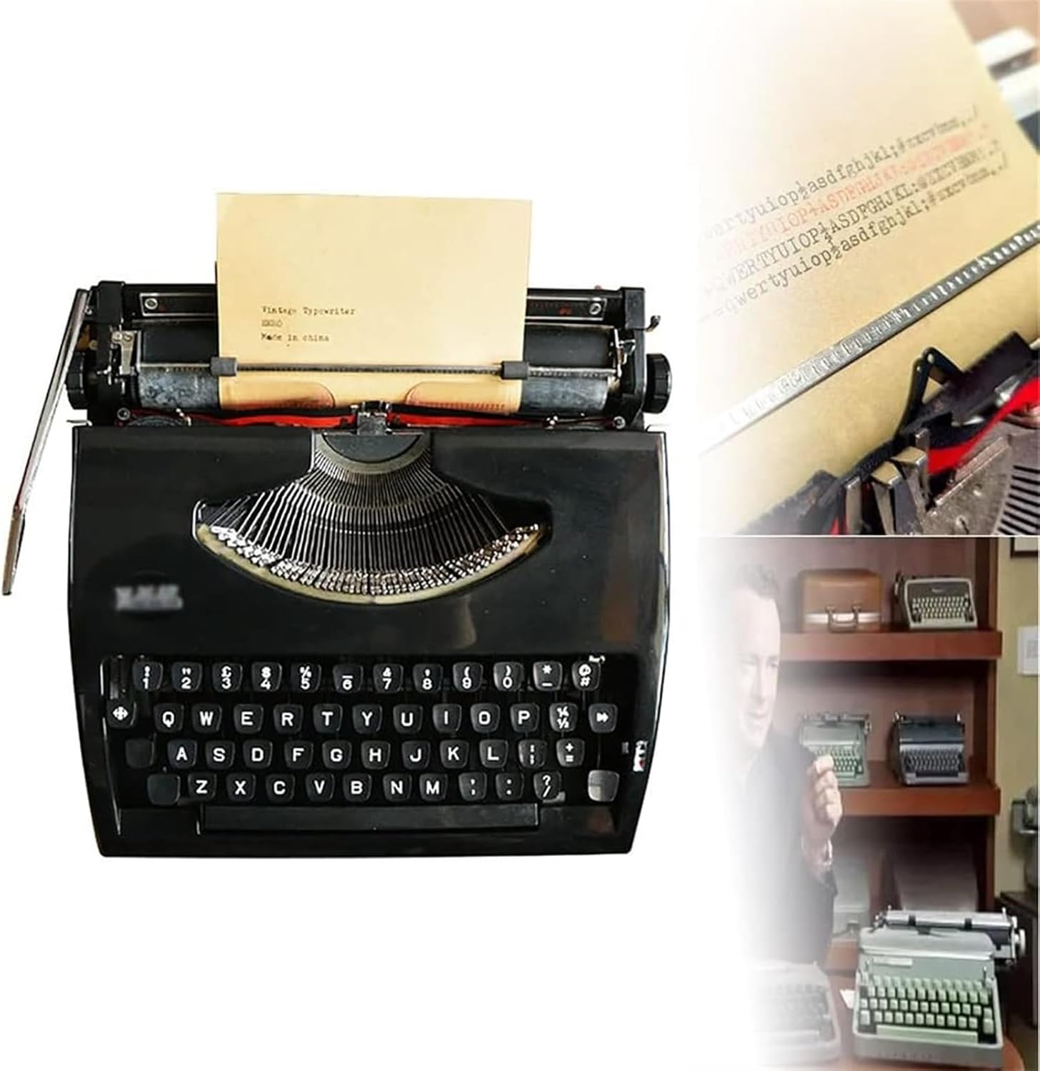 QYQCXGL Old Fashioned Machinery Typewriter Manual Retro English Typewriter, Traditional Mechanical Typewriter, for Notes Letters or Creative Writing, Literary Retro Collection Gift,