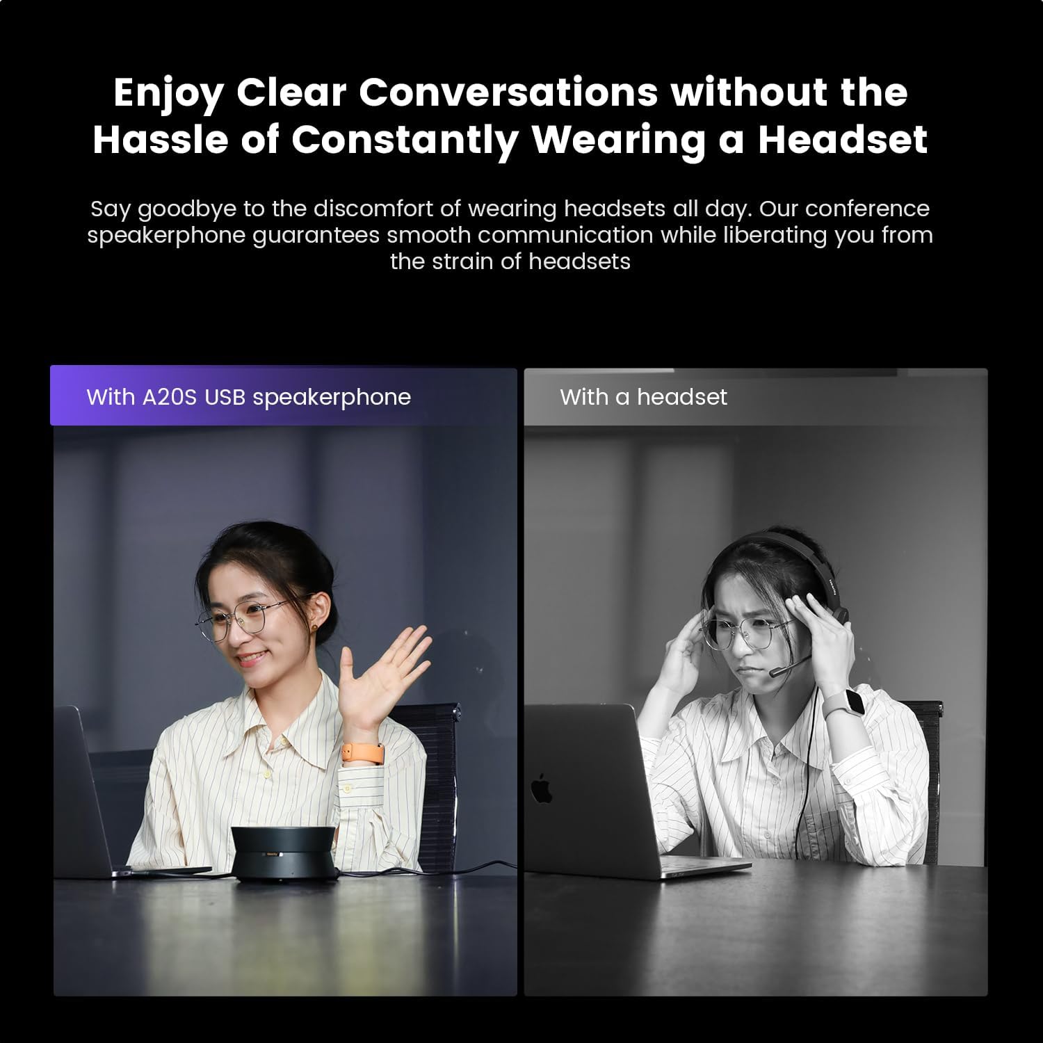 Nearity A21S Zoom Certified Conference Speaker and Microphone, Speakerphone w/8 Mics, 16ft Voice Pickup, AI 2.0 Noise Cancelling, USB Speakermic with Daisy Chain, Works with Microsoft/Teams/Google Mee