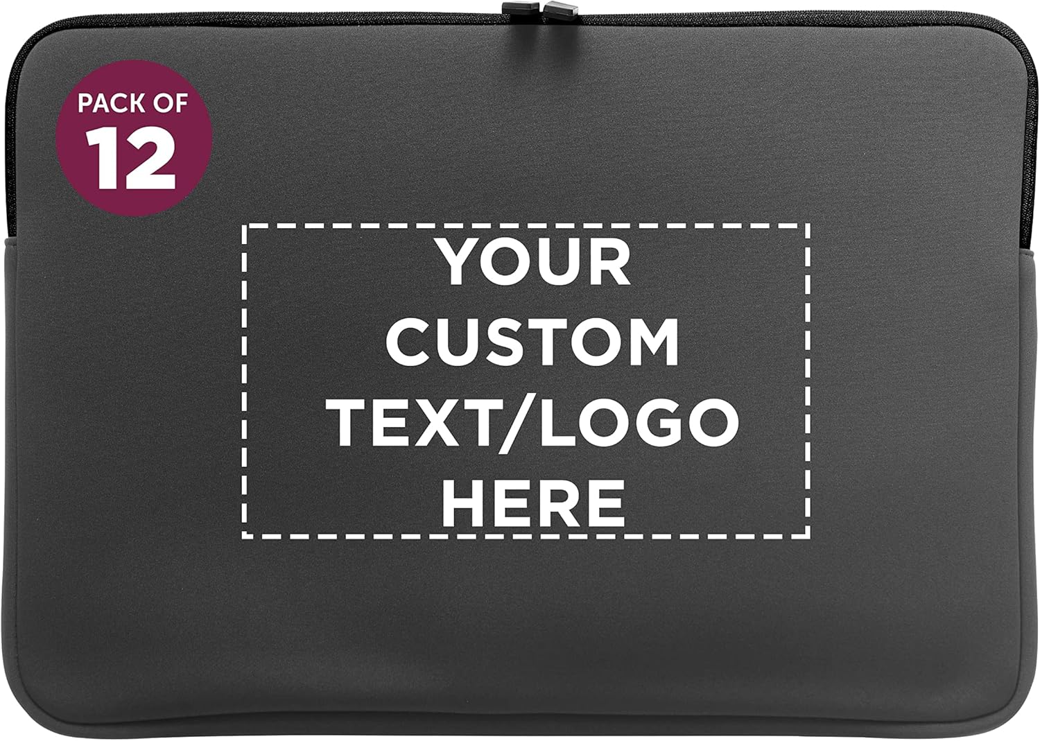 12 Santana Neoprene Laptop Sleeves Set - Customizable Text, Logo - Zipper Closure, Lightweight, Durable, Party Favor - Dark Grey