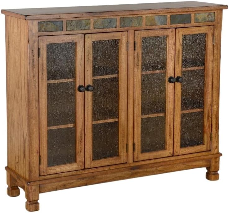 Starlight Canyon Home Brown Solid Wood Bookcase with Doors, Glass Display