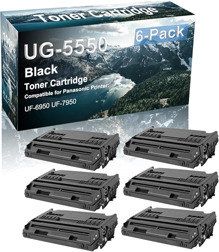 Credibility Store 6-Pack Compatible High Capacity UG-5550 Printer Cartridge use for Panasonic UF-6950 UF-7950 Printer (Black)