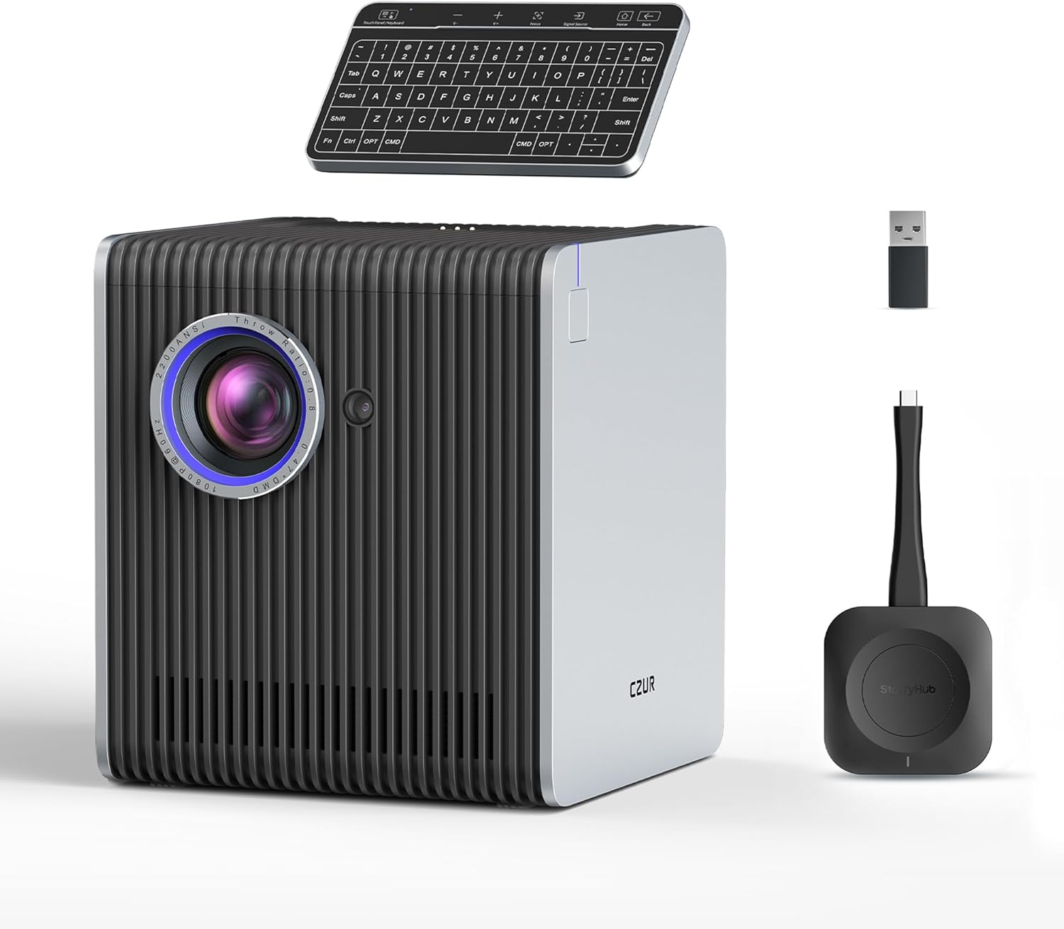 CZUR StarryHub Video Conferencing System, 2200 ANSI Lumens Short Throw Projector + HD 1080P Conference Room Camera with Auto Framing + 6 AI-Driven Microphones + Conference Speakers